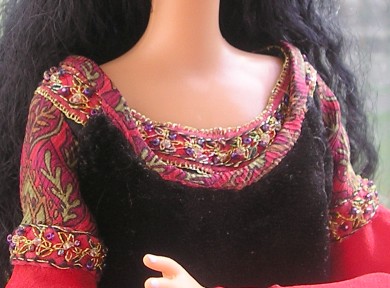 Arwen in blood red dress - ooak Barbie doll