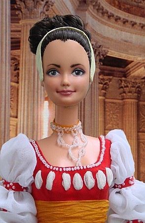 Dora z filmu Tři oříšky pro Popelku - plesové šaty pro 12" panenku Barbie