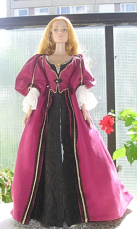 Elizabeth Swann - OOAK plum dress for doll from Pirates of the Caribbean movie