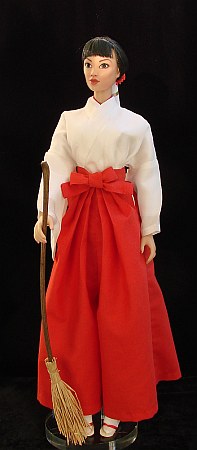 miko - tradiční japonský oděv pro kněžku pro 16" panenku